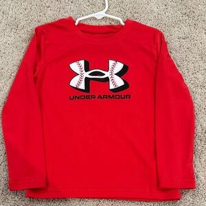 Under Armour Kids Red Baseball Long Sleeve Tee